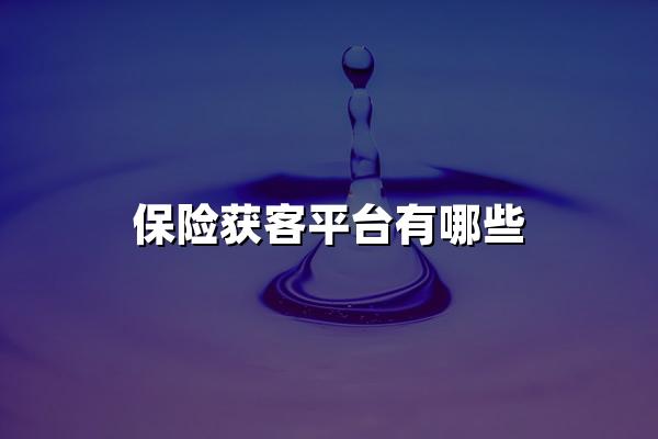 保险获客平台有哪些(2024年热门保险获客平台推荐)